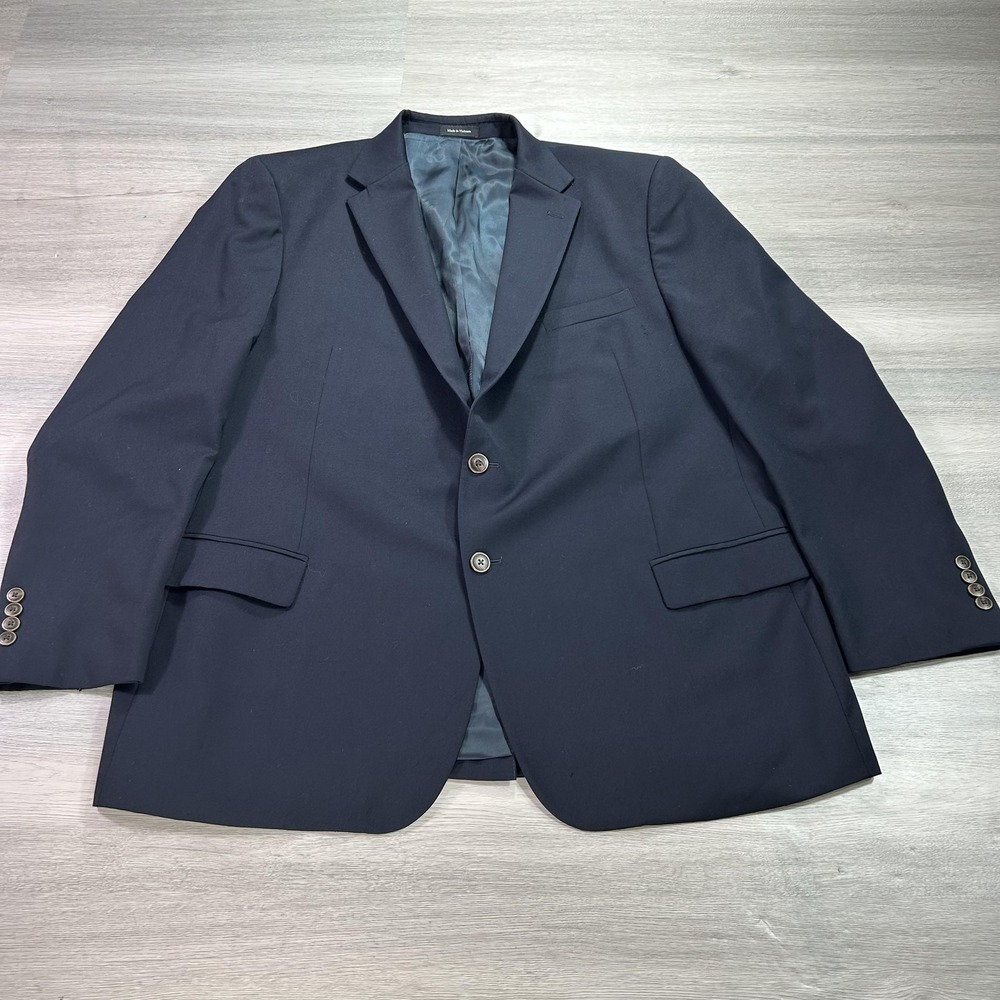 Joseph & Feiss Gold Blazer Mens 46R Navy 100% Wool Executive Fit Sport Coat